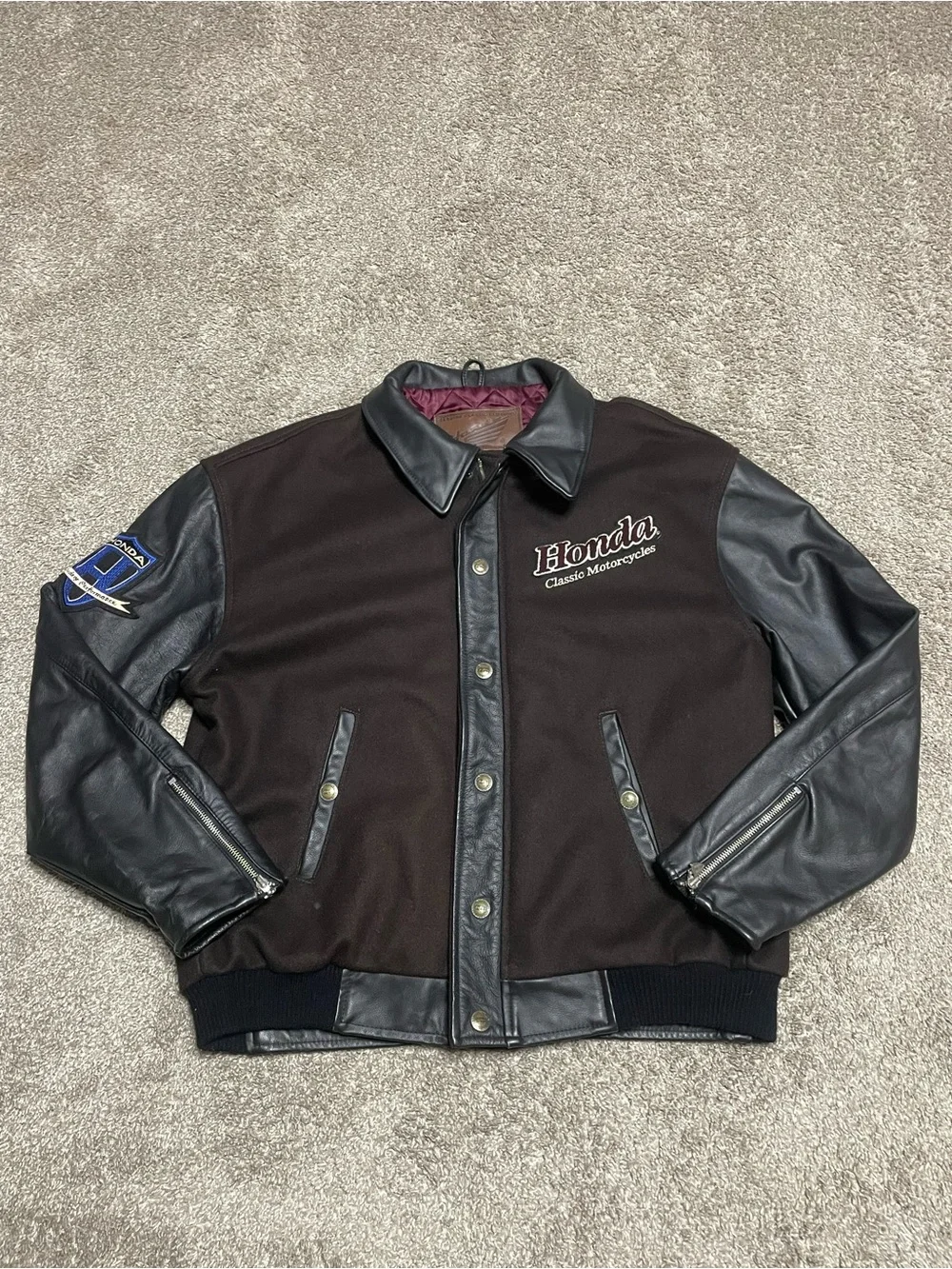 Vintage Honda Motorcycles Wool/Leather Varsity Jacket Men’s Large